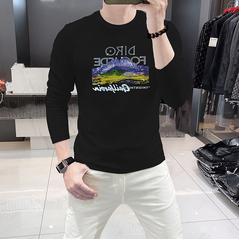 Undershirt Crew Neck - Kaos Lengan Panjang Pria dengan Motif