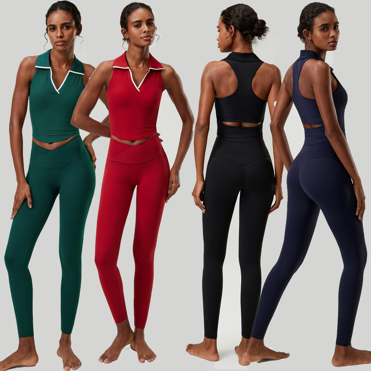Tank Top Ribbed - Setelan Yoga 2 potong untuk wanita,