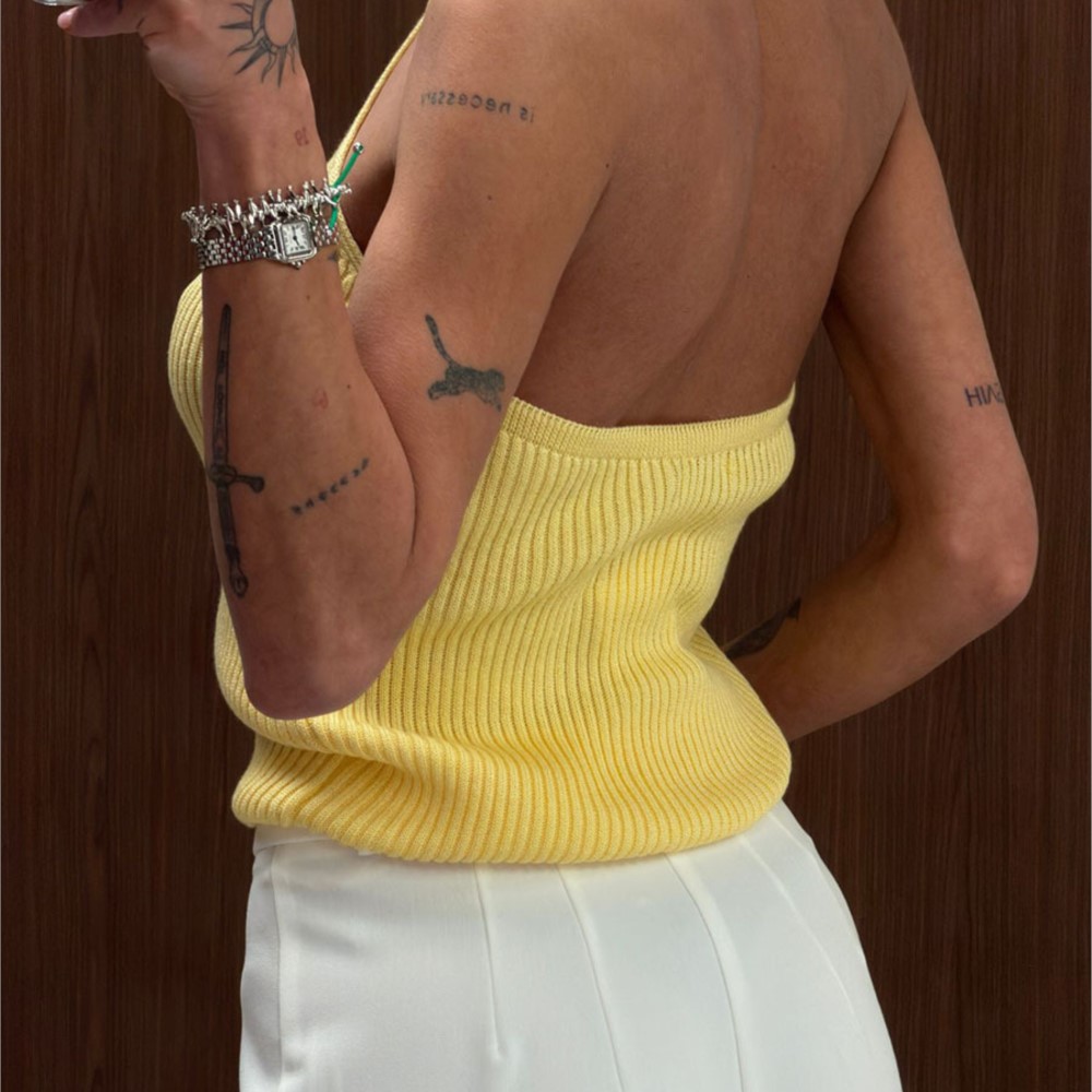 Atasan tanpa lengan model halt - Tank Top Ribbed ulasan dan harga