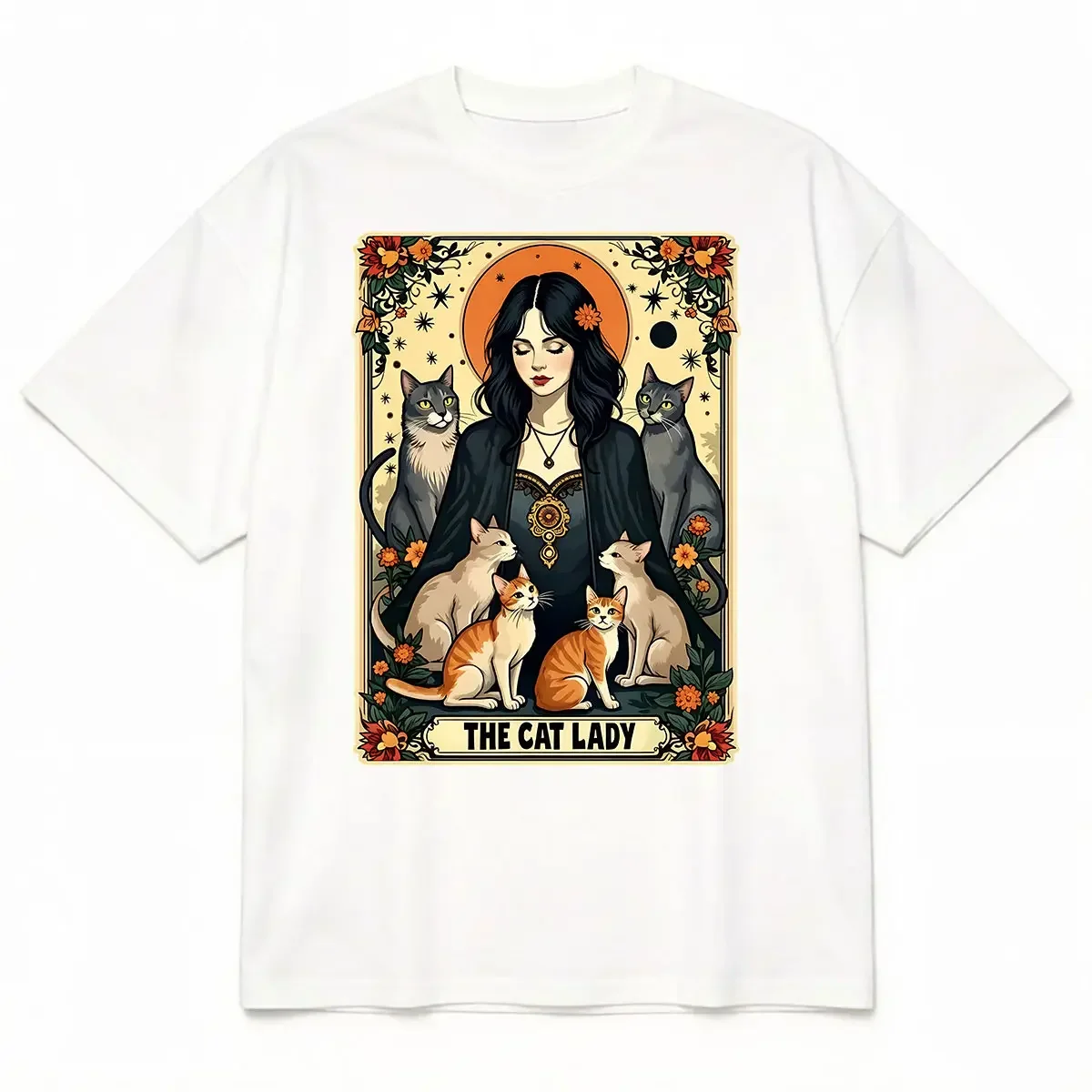Kaos Kartu Tarot “The Cat Lady - Undershirt Crew Neck ulasan dan harga