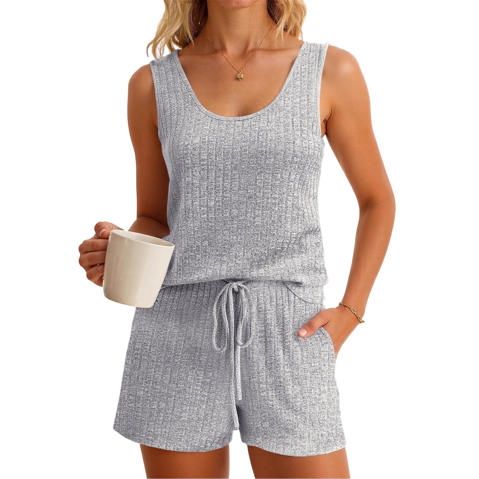 Set Tank Top Tanpa Lengan & Ce - Tank Top Ribbed ulasan dan harga