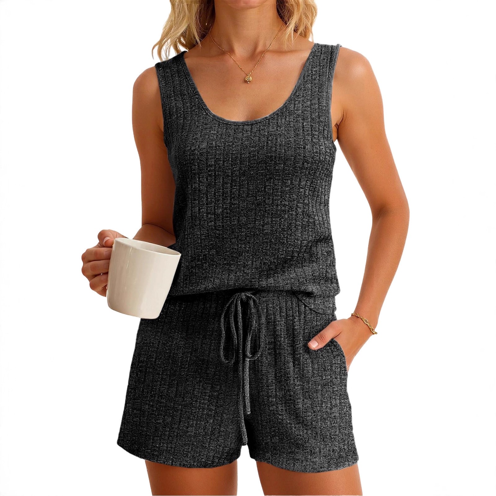 Set Tank Top Tanpa Lengan & Ce - Tank Top Ribbed ulasan dan harga
